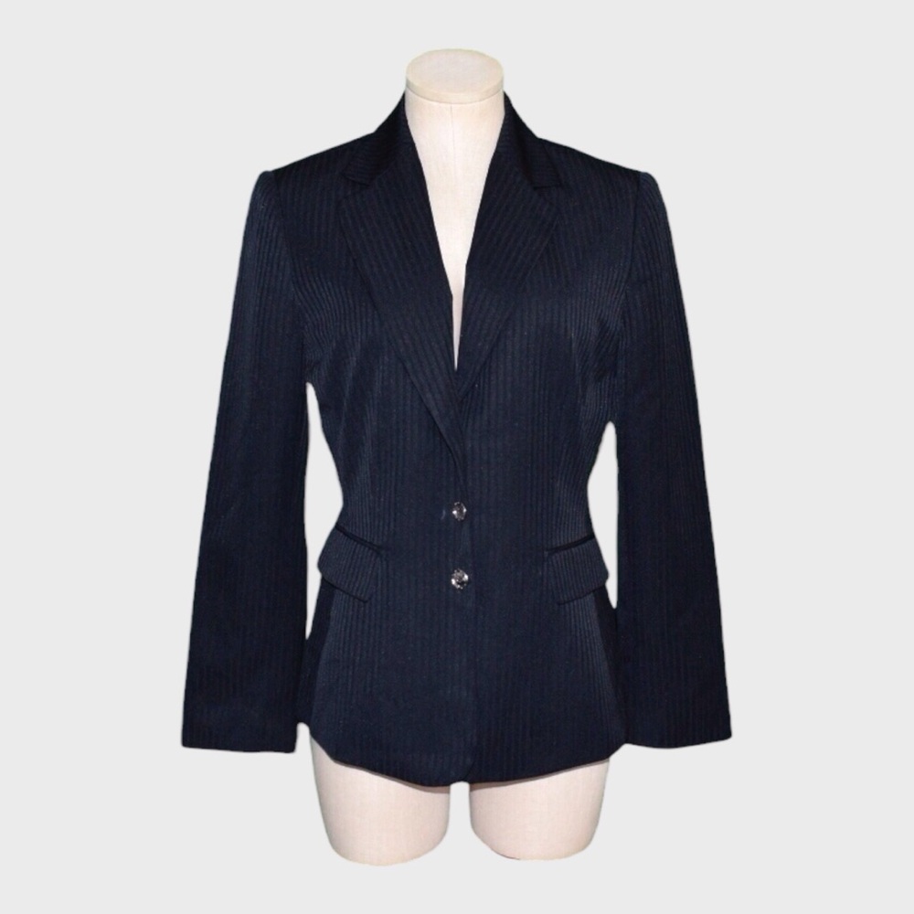 Tahari ASL Petite Pinstripe Tailored Two Button Blazer‎ Jacket